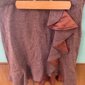 Elegant Brown Ruffle Skirt
